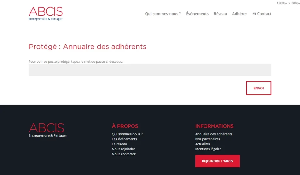 Annuaire des Adhérents - Refonte Site Vitrine ABCIS Entrepreneurs - Swebetech